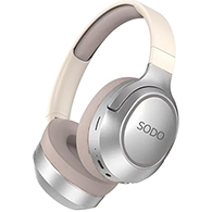 سودو سماعة رأس لاسلكية مع ميكروفون، إلغاء الضوضاء، بيج - SD-1105
