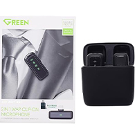 ميكروفون Green M01 اللاسلكي 2 في 1 كليب أون – صوت نقي وبطارية تدوم طويلاً - 2456